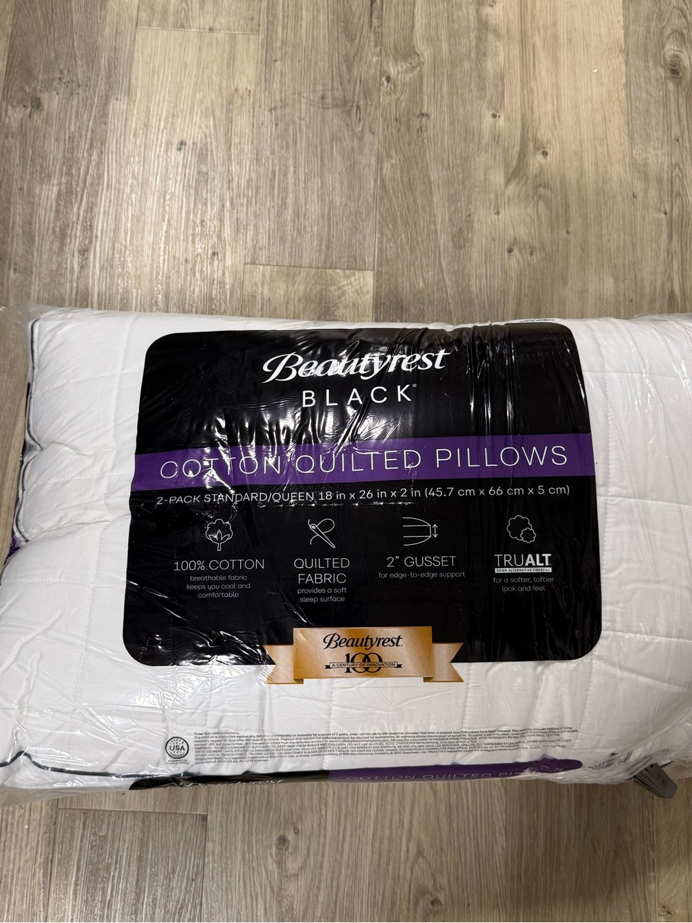Beautyrest Black White Cotton Quilted Pillow - 2-Pack